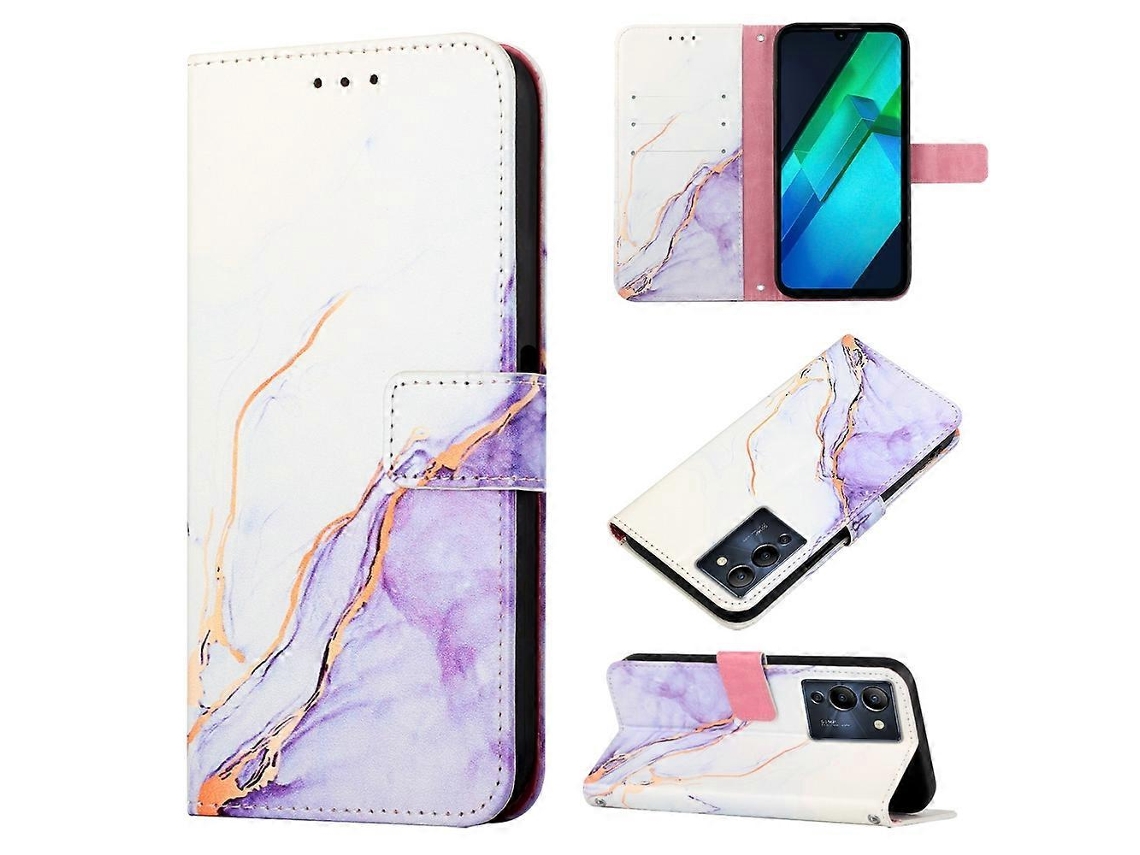 Capa De Celular Flip Em Couro Com Estampa De Mármore Para Infinix Note 12 G96 Pt003