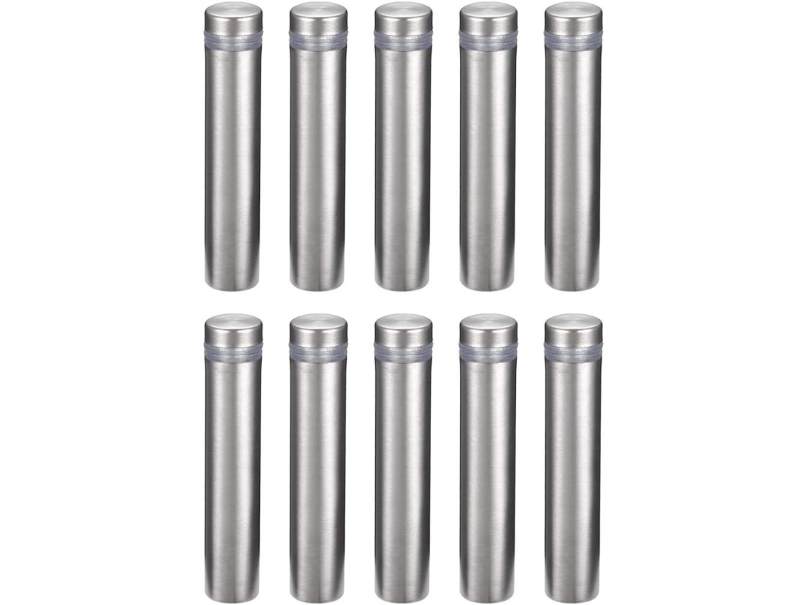 10 Espaçadores de Vidro de 12x60mm com Parafusos para Fixação em Painéis de Acrílico CHABERLU