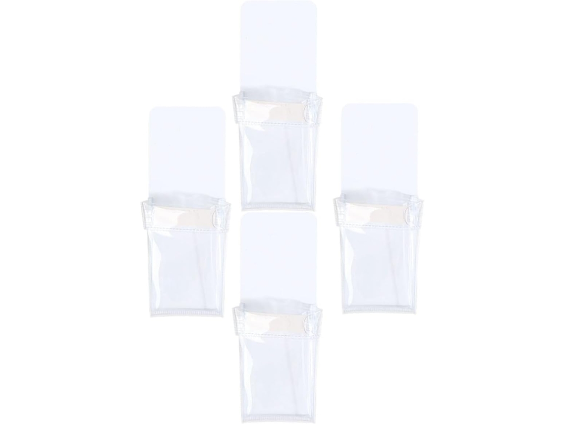 Conjunto de 4 Porta canetas Magnético Healeved em Pvc Branco para Quadro negro e Geladeira, Estojos Magnéticos