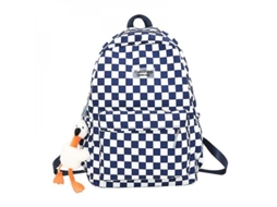 Mochila Escolar Unissex com Quadros Nylon 30x12x45cm 20-35l com Compartimento para Notebook Azul/preto/rosa S/MARCA