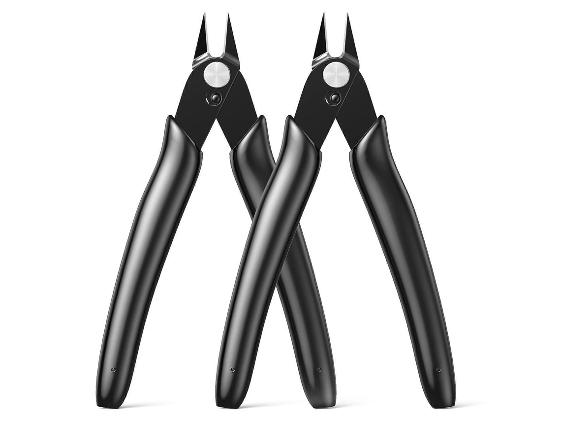 Pinzas de Corte Preciso, 2 Piezas de Mini Diagonales para Reparación Electrónica, Acero Cromovanadio, Mango Aislado, Negro S/MARCA