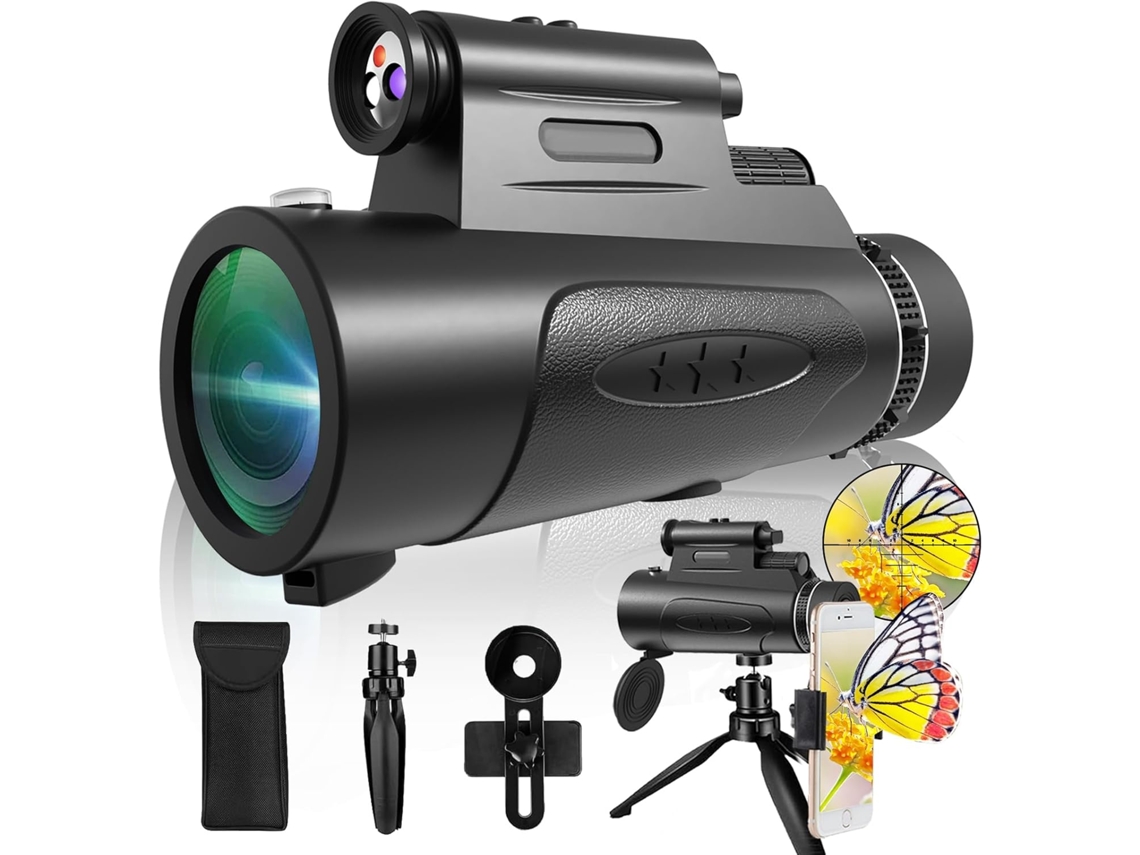 Telescópio Monocular com Luzes Hd Monóculos 80x100 para Adultos Monóculo de Alta Potência para Caça JYTGALX (preto)