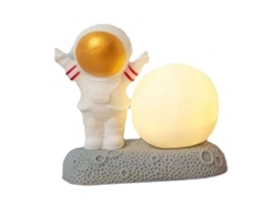 2026 lâmpada de Noite com Design de Astronauta e Lua Luz Quente para Dormitório Mesa de Noite Decorativa Dourada Frontal