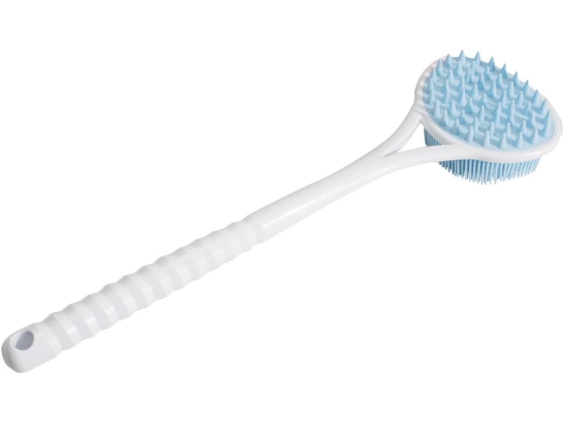 Escova De Silicone Com Cabo Longo, Esfoliante E Multifuncional Para Um Banho Relaxante, Azul