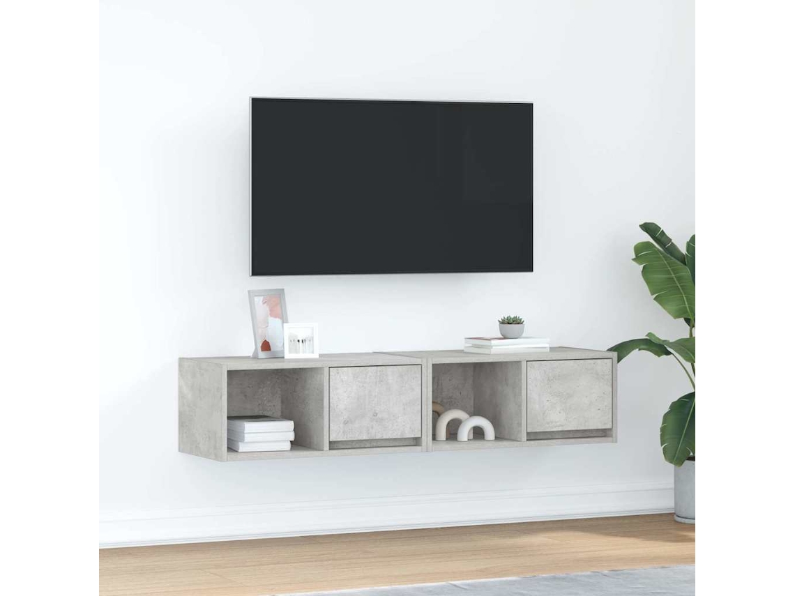 Vidaxl Móveis De Tv 2pcs 60x31x25,5cm Madeira Processada Cinza Cimento