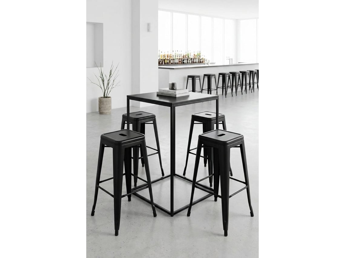 Pack 4 Bancos Torix Altos 76 Cm - Preto