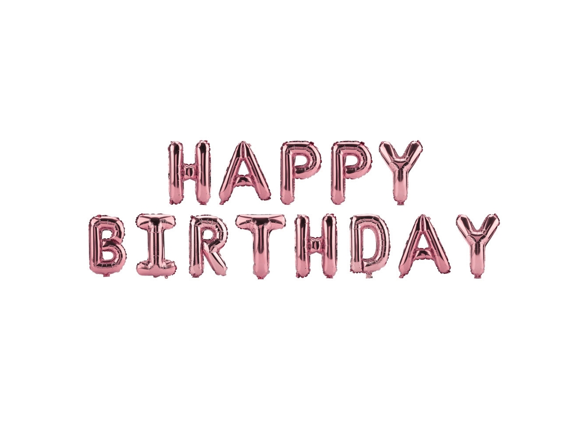10pcs Balões de Papel Alumínio Letras Happy Birthday Rosa 16" Decoração Festiva | S/MARCA