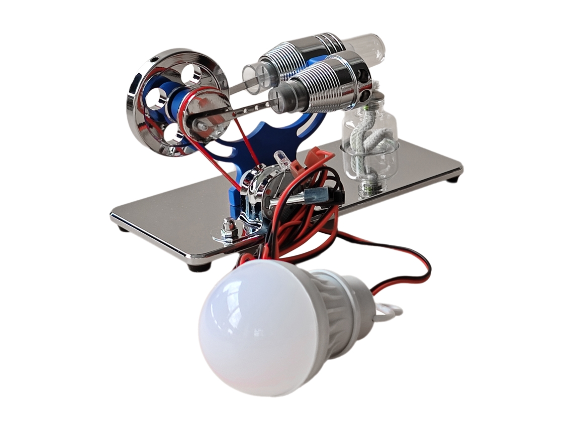 Motor Stirling a Ar Quente Gerador com Lâmpada Led Volante Kit de Ciência Brinquedo Educativo Decor Sala de Aula