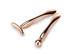 2pcs Aplicador De Creme Para Olhos Em Metal, Massajador Facial Para Reduzir Inchaço (dourado Rosa)