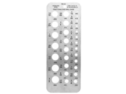 Medidor de diâmetro de brocas em aço inoxidável com 29 medidas para medir o diâmetro de parafusos, fios e brocas.