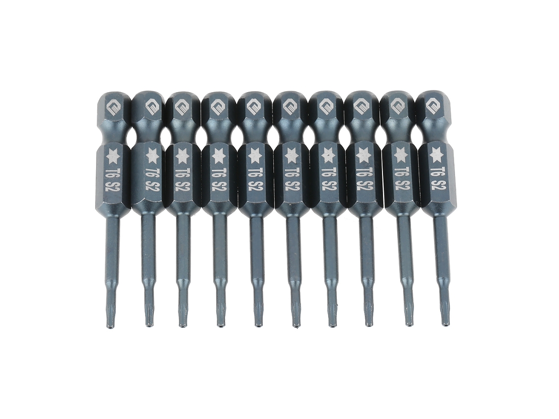 Conjunto de 10 bits de chave de fenda Torx de segurança magnéticos T6, haste hexagonal de 1/4", 50 mm