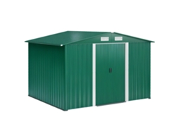 Galpão Metal 258x206x178cm 5,3m² Portas Correr Ventilação Armazenamento Ferramentas Verde