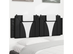 Vidaxl Almofadão De Cabeceira Viana 152 Cm Couro Artificial Preto E Branco