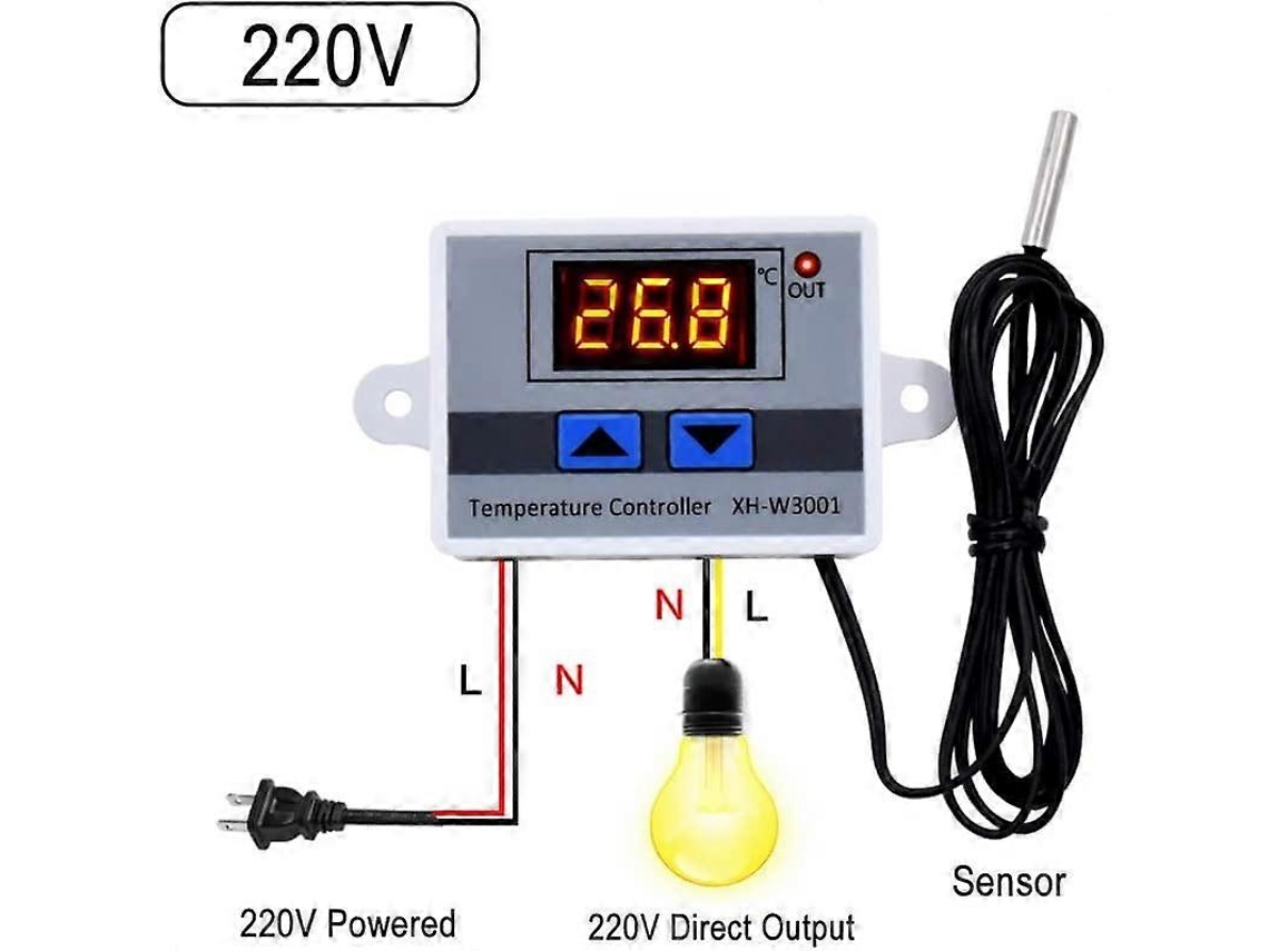 Módulo termostato digital LED XH W3001, controlador de temperatura programável com sonda impermeável | S/MARCA