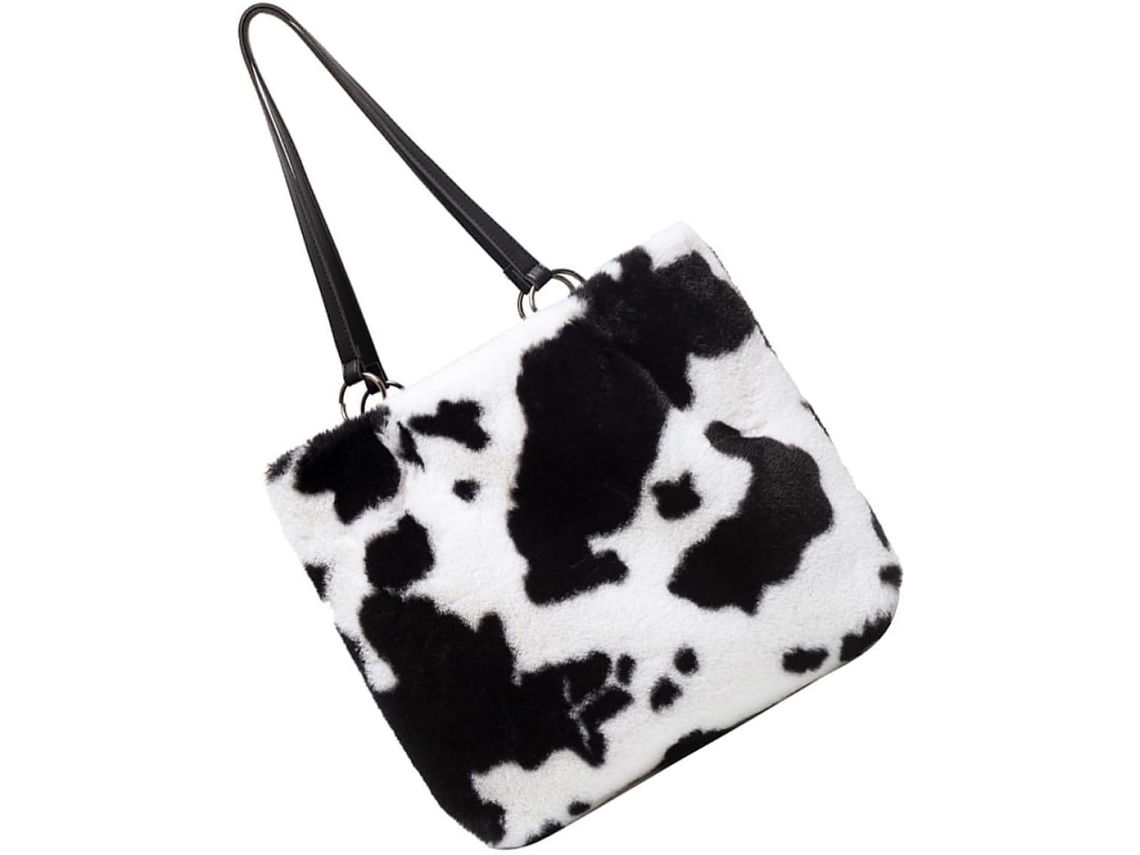 Bolsa De Mão Feminina Grande Em Pelúcia Branca, Elegante E Funcional, Com Alça De Ombro.