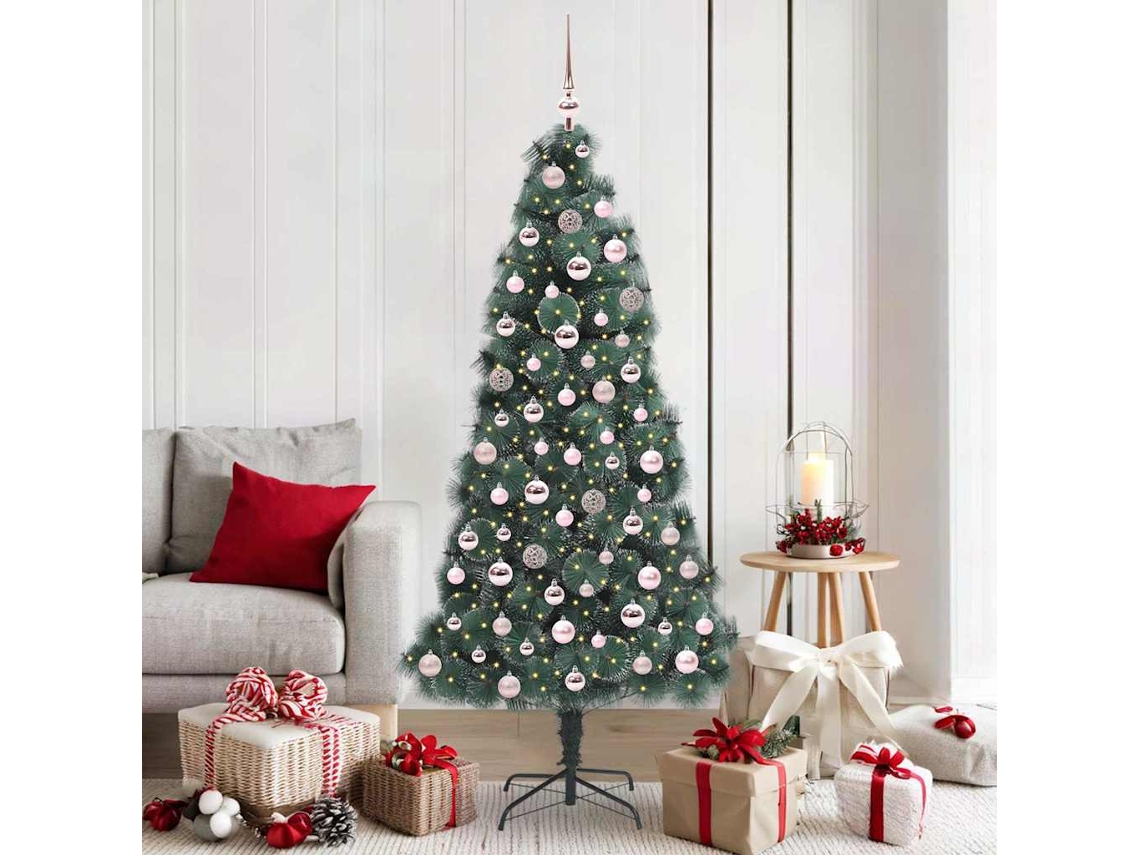 Vidaxl Árvore De Natal Artificial Pré-iluminada Com Conjunto De Bolas