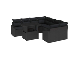 Maison Exclusive - Conjunto De Sofá De Jardim Com Almofada 9 Pcs Preto Vime Pe