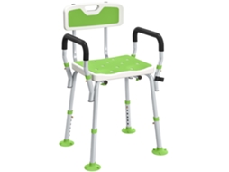 Banquinho de Banquinho, Cadeira Ergonômica de Banho, Altura Ajustável, Pés Antiderrapantes, 56,5 X 53,5 X 87 Cm, Branco e Verde Ge