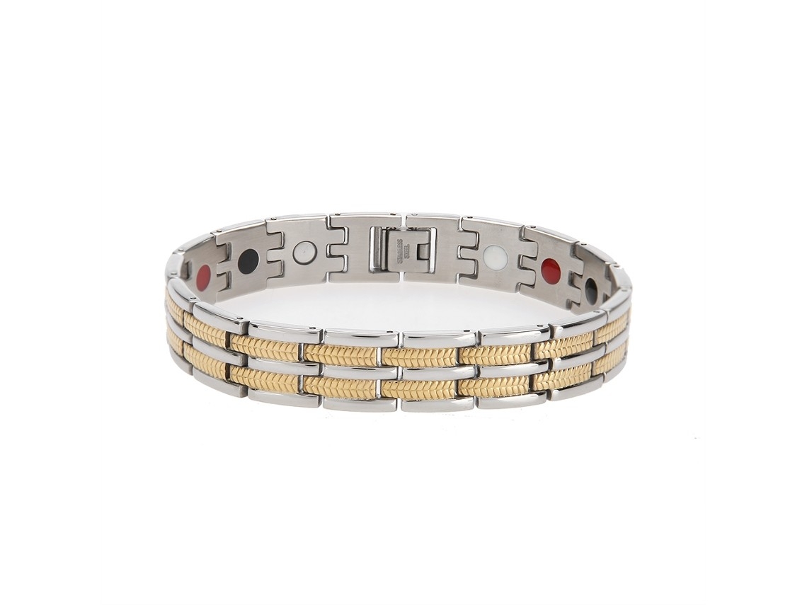 Pulseira Magnética Em Aço Titânio Com Corrente E Dicas De Saúde.