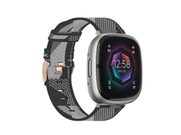 Bracelete para Fitbit Sense Nylon Weave Canvas Watch Band Cinza VENISYMLIS