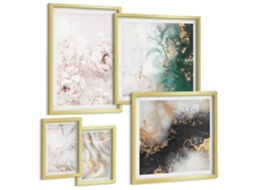 Conjunto De Pinturas Acentos Florais Abstração Elegância Espelharte (5 Peças)