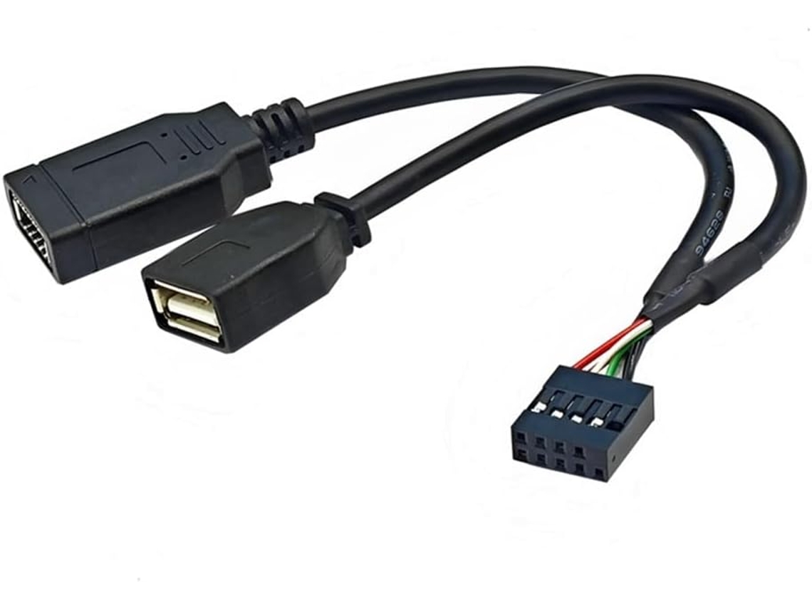 Cabo Usb De 9 Pinos Para Usb-a Macho E Type-e Key-a, Cabo Adaptador