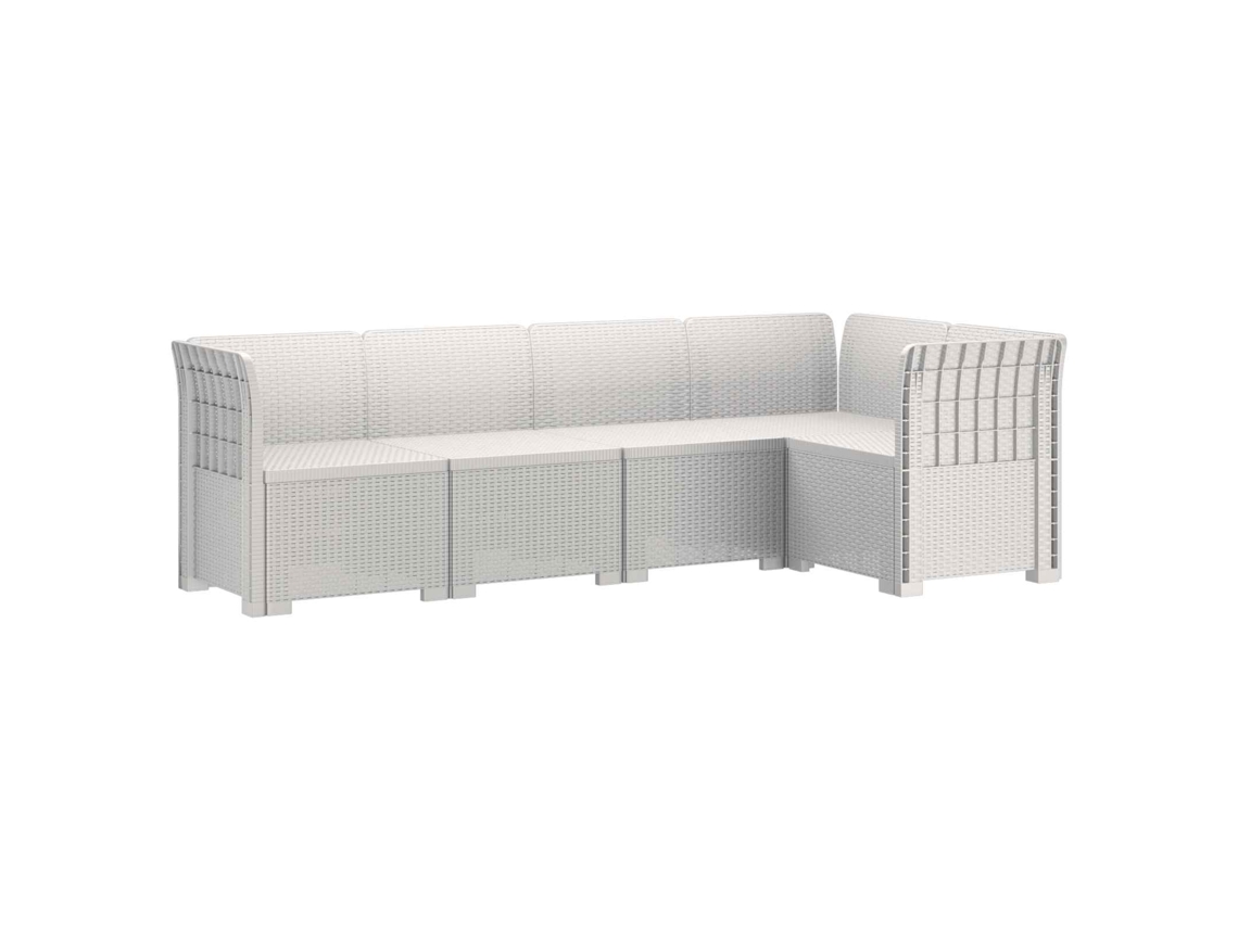 Maison Exclusive - Sofá De Jardim Para 5 Pessoas Com Visual De Rattan Pp Branco