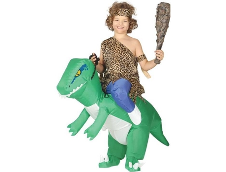Fato Unisexo  Domador Montando T-Rex Insuflável Para Criança (Tam: 7 a 9 anos)