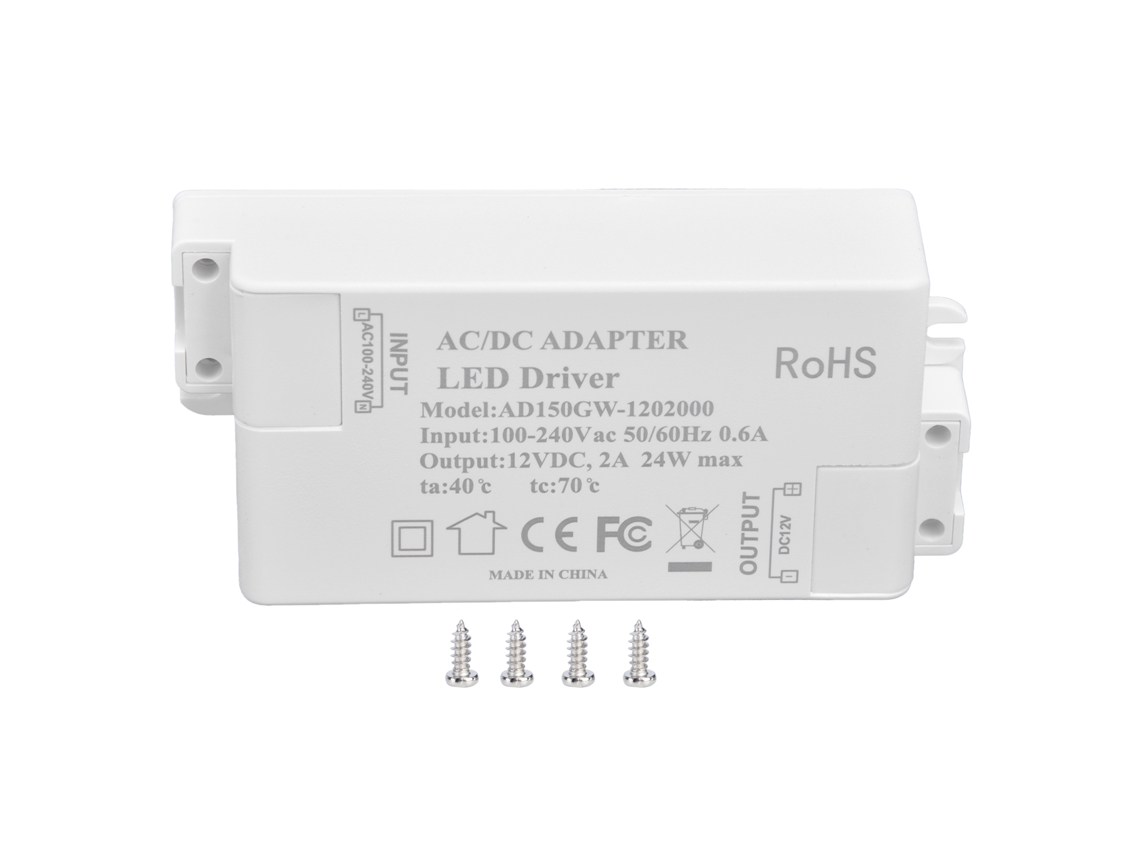 Driver de Led Dc12v 24w 2a Tensão Constante Multifuncional Diy Transformador de Luz Led Ac 100 240v CHABERLU
