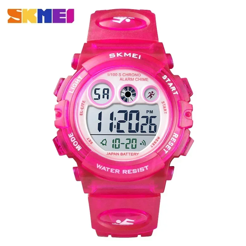 Relógio Infantil Elegante e À Prova D'água para Meninos e Meninas, Relógio Digital Led, Despertador, Data MDUG (relógio Rosa Escuro)