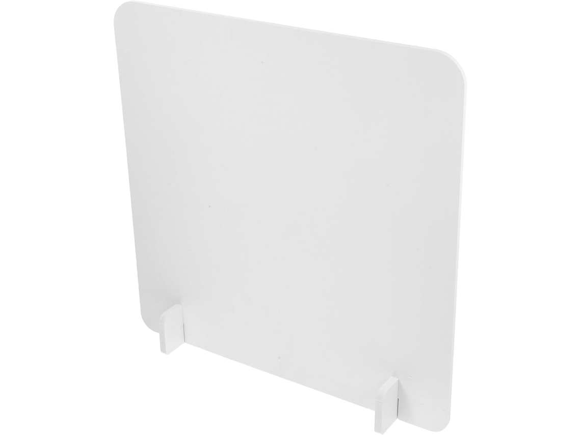 Placa de isolamento de mesa em PVC branco, com bordas arredondadas.