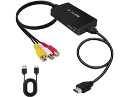 1080p Rca Av Composite Cvbs Para Hdmi Adaptador Conversor Compat Ps2, Xbox, Snes, N64, Vhs/vcr, Dvd Pal/ntsc, Plug Play Bestvite