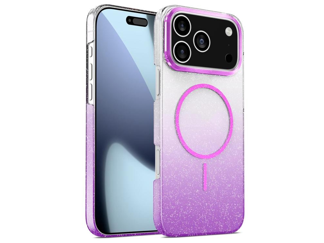 Capa Para Iphone 17 Pro - Dourado Com Diamantes Brilhantes E Gradiente Magsafe Resistente A Impactos