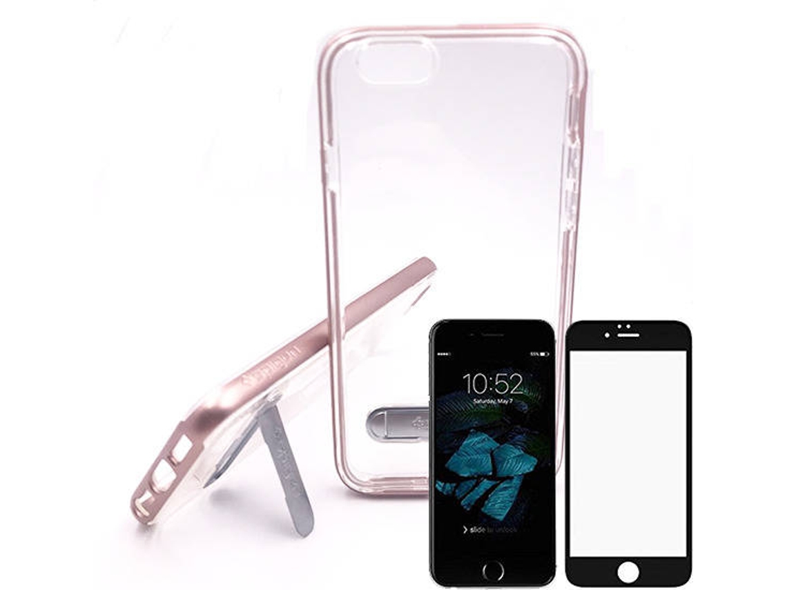 Kit Capa e Película de VidroTemperado iPhone 5, 5s, SE Spigen Crystal Hybrid Rosa