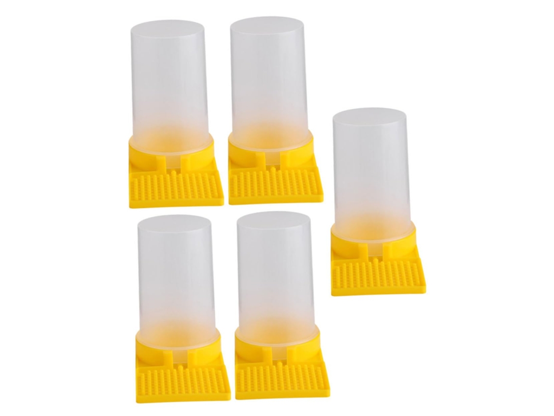 Conjunto De 5 Copos De Água De Plástico Amarelo Em Formato De Abelha.