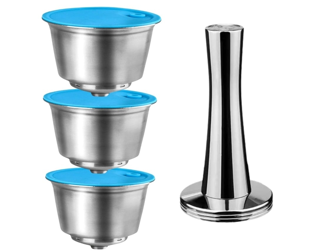 Pack 3 Cápsulas Reutilizável Aço Inox E Compactador Para Nescafé Dolce Gusto Genio S Plus Touch*