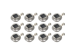 Conjunto de 12 Luzes Solares Led Redondas de 12 Cm Brancas AQUAFORGE