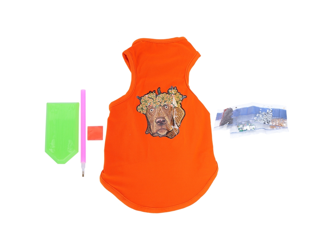 Camiseta Para Cães Bonita Suave E Transpirable Com Pedras Strass Para Filhotes Decoração Proteção Laranja S