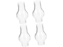 Conjunto De 4 Abajures De Vidro Grosso Para Lamparinas A Óleo, Com Design À Prova De Vento Para Uso Externo.