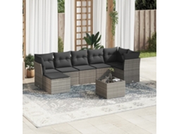 Vidaxl 8 Pcs Conjunto Sofás de Jardim C/ Almofadões Vime Pe Cinzento