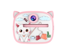 Câmera Instantânea para Crianças: Giftam300 Câmera Gato Rosa + 2 Rolos de Papel para Impressora + Cordão YUNZII