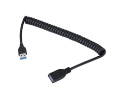 Cabo Enrolado De Extensão Usb3.0 Masculino Feminino, 1,2m, Preto, Alta Velocidade Luz Dourada