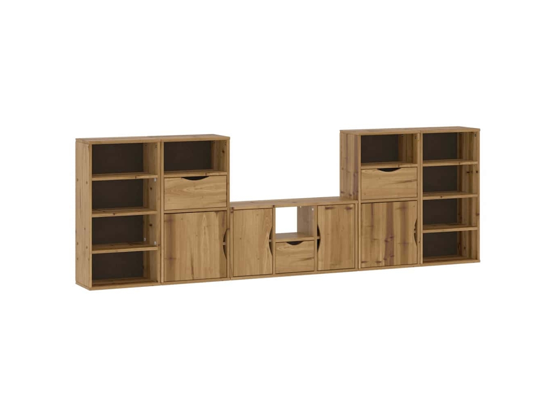 Conjunto 5 Unidade De Tv Com Armazenamento Vidaxl Marrom Madeira De Pinho