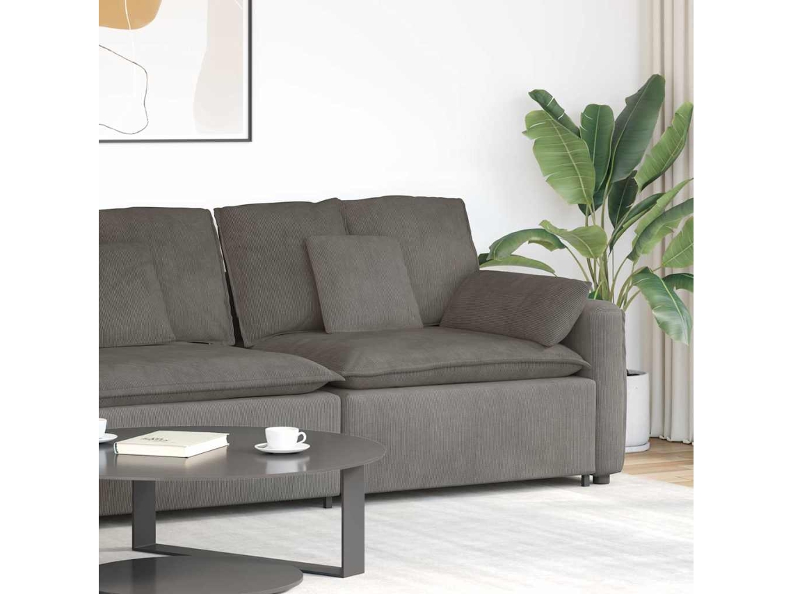 Vidaxl Módulo De Extremidade De Apoio De Braço Para Sofá Modular Com Almofadas, Cinza Claro, 100 Cm