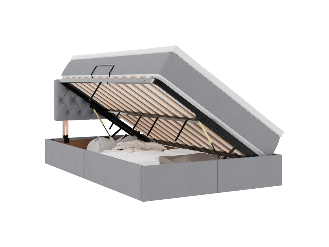 Cama com Arrumação e Led Cinzento Claro em Tecido MAISON EXCLUSIVE (120x200 cm)