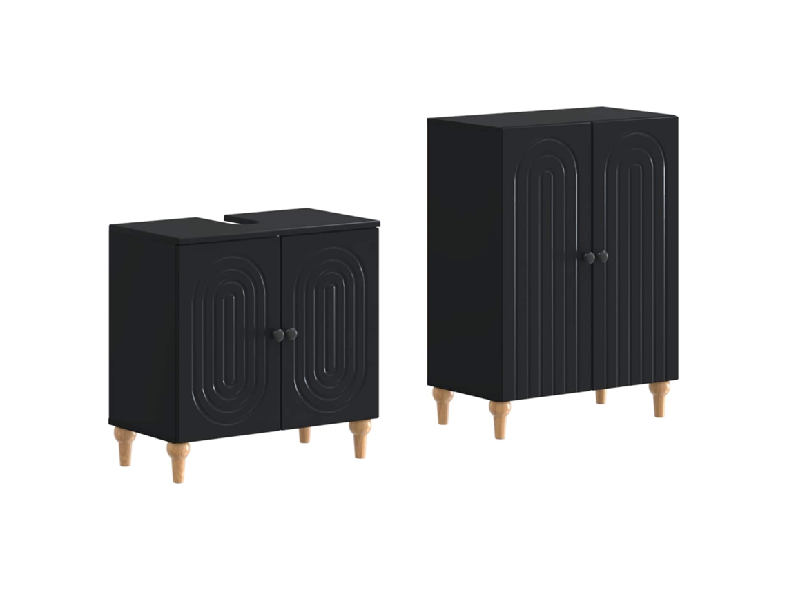 Vidaxl Conjunto De Armário De Banheiro Com 2 Peças Alkmaar Preto