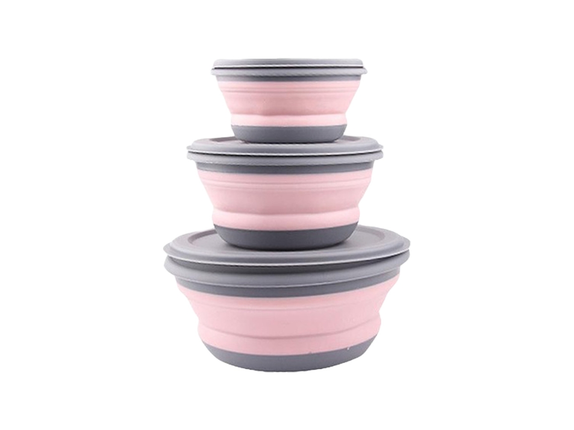 Conjunto De Tigelas Dobráveis Para Acampamento 3 Peças, Recipientes De Cozinha De Silicone Portáteis Para Viagens, Acampamento Ao Ar Livre