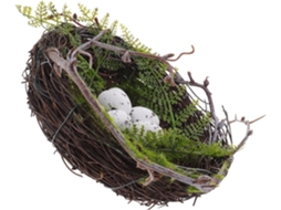 Conjunto 5 Ninhos Decorativos Pássaros Artificiais Plástico Estilo Natural Criativo Decoração Jardins Arranjos GOKOCO