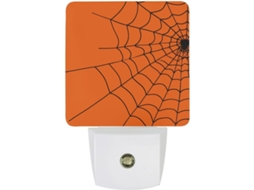 Luminária noturna simples na cor laranja com sensor de LED, luz branca brilhante e suave, ideal para banheiros e quartos.