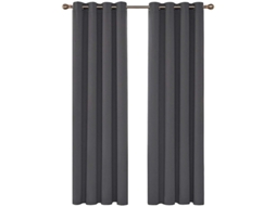 Cortina Blackout Térmica, Para Porta E Janela, Ilhós, Lavável, Conjunto 2 Peças, 96 X 52 Cm, Cinza Escuro